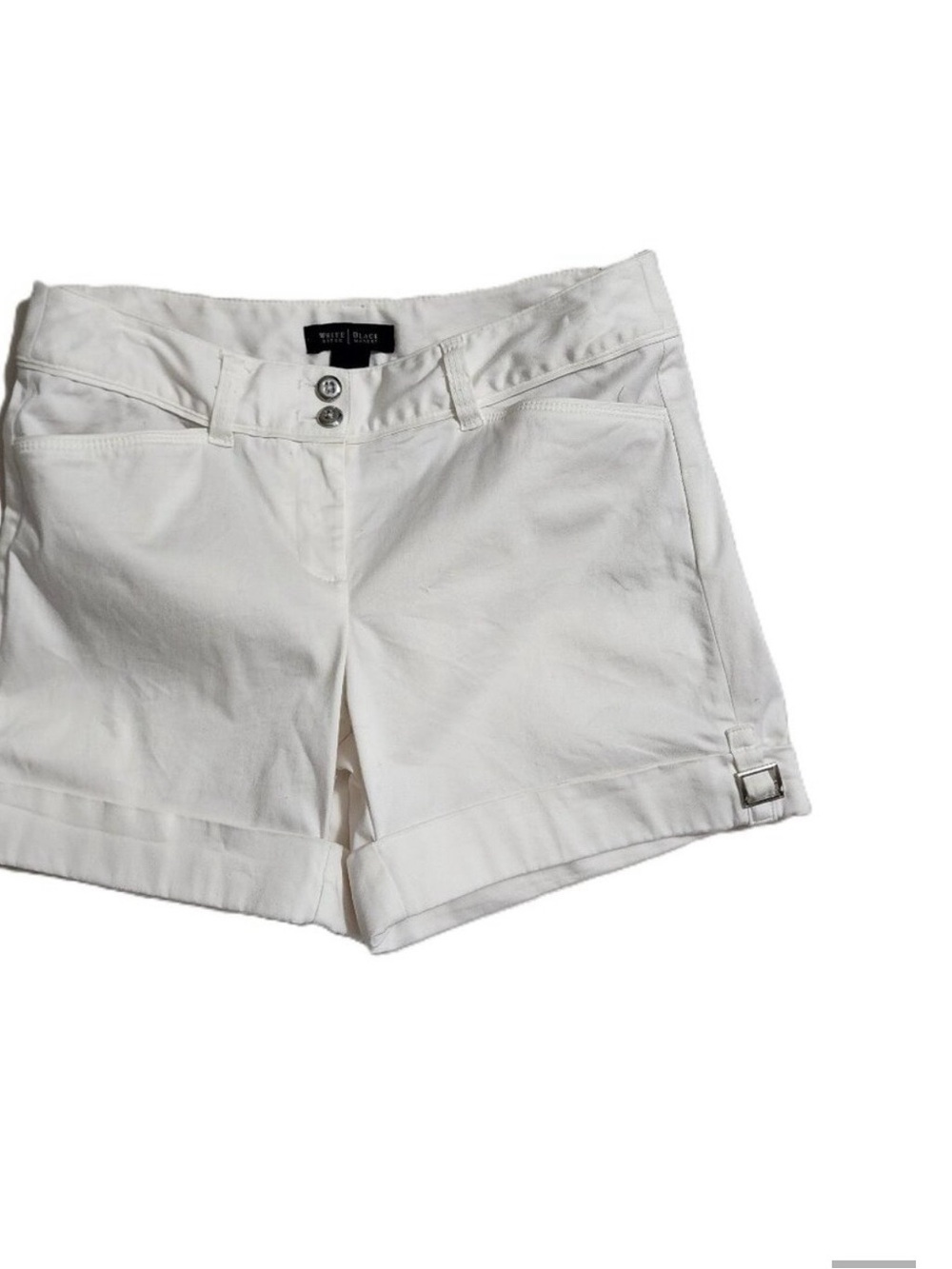 White House Black Market Women's Chino Cuff Detail Shorts White 0 NWOT